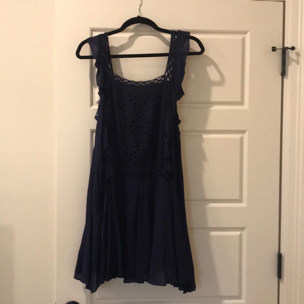 Free People Navy Eyelet Dress